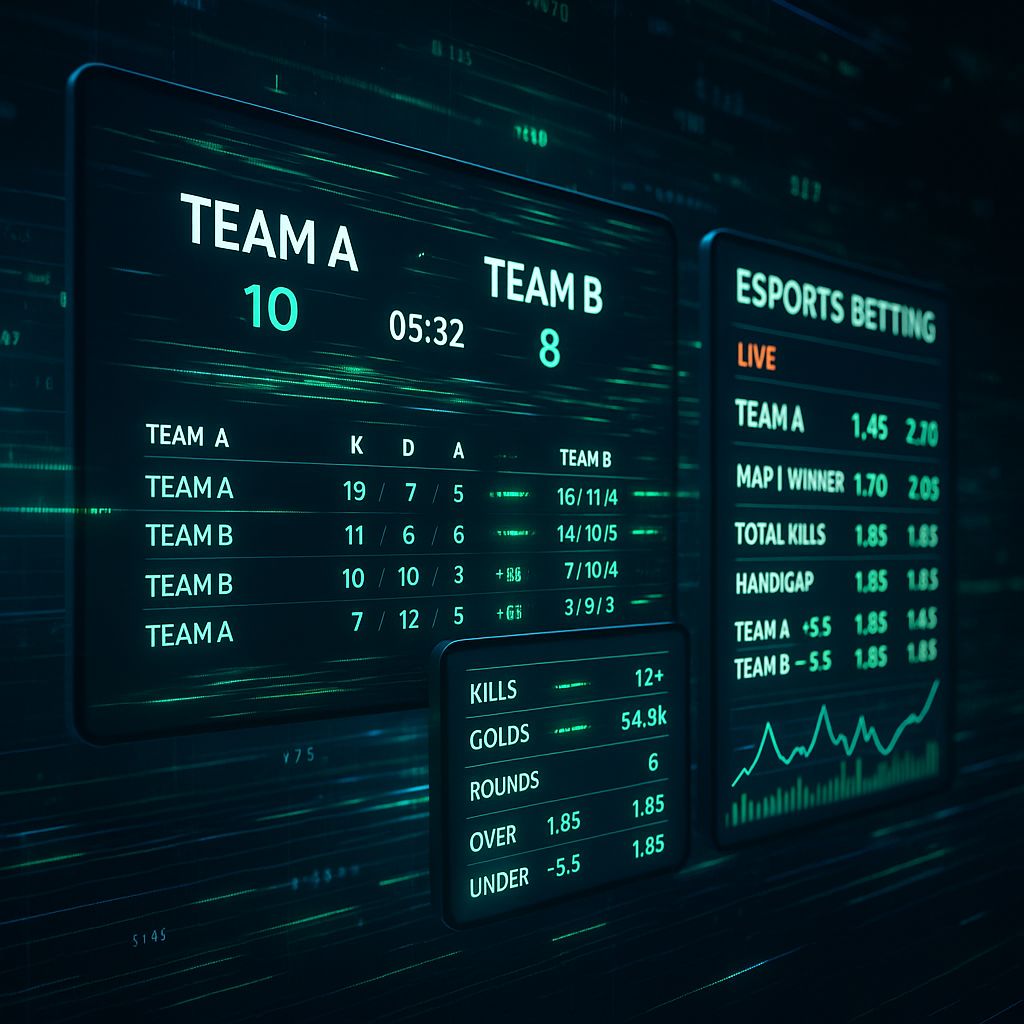 A dynamic visualization showing live esports match